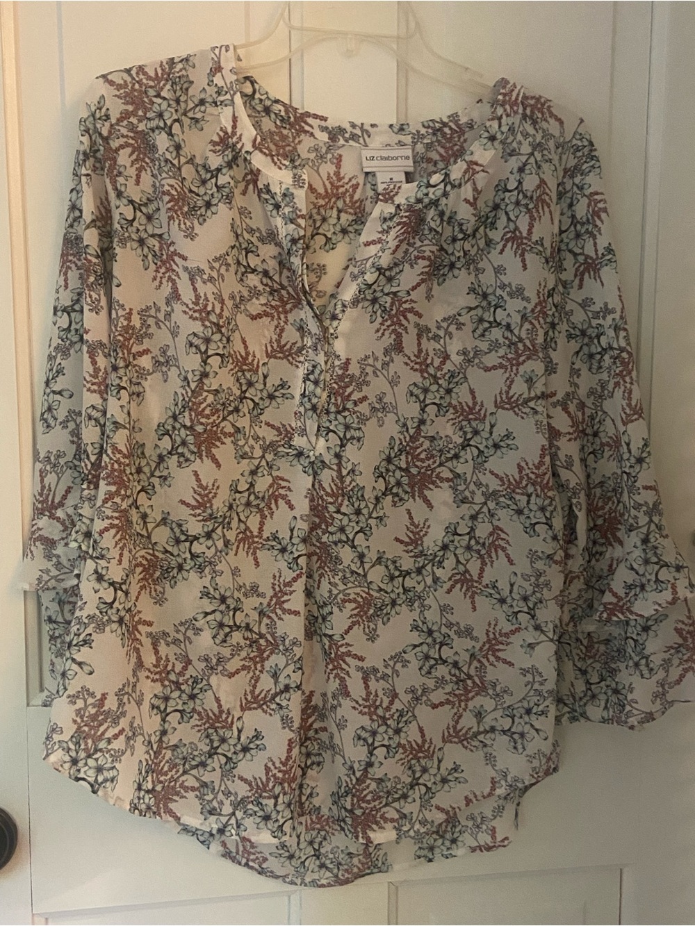 White and Floral Blouse size medium